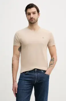 Gant tricou din bumbac barbati, culoarea bej, neted imagine