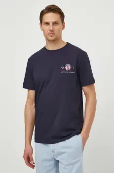 Gant tricou din bumbac culoarea albastru marin, cu imprimeu imagine
