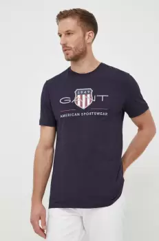 Gant tricou din bumbac culoarea albastru marin, cu imprimeu imagine