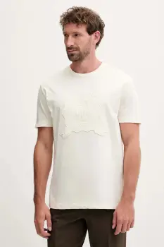 Gant tricou din bumbac culoarea bej, cu imprimeu, 2003368 imagine