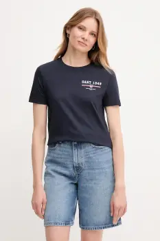 Gant tricou din bumbac culoarea bleumarin, 4201554 imagine