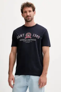 Gant tricou din bumbac culoarea bleumarin, cu imprimeu, 2003353 imagine