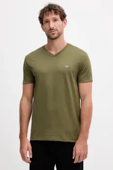 Gant tricou din bumbac culoarea negru, neted imagine