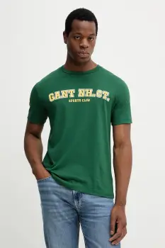 Gant tricou din bumbac culoarea verde, cu imprimeu, 2003345 imagine