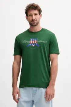Gant tricou din bumbac culoarea verde, cu imprimeu, 2003353 imagine