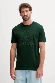 Gant tricou din bumbac culoarea verde, cu imprimeu, 2003368 imagine
