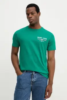 Gant tricou din bumbac culoarea verde, cu imprimeu, 2067044 imagine