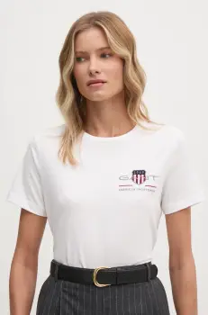 Gant tricou din bumbac femei, culoarea alb, 4200277 imagine