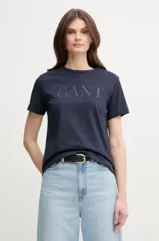 Gant tricou din bumbac femei, culoarea albastru marin, 4200502 imagine