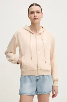 Gaudi bluza femei, culoarea bej, cu gluga, neted, 511BD64003 imagine