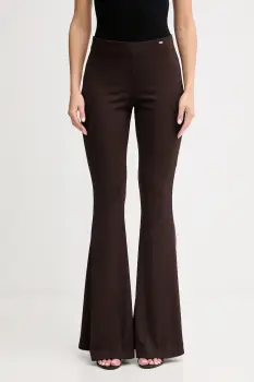 Gaudi pantaloni culoarea maro, evazati, high waist, 521FD24005 imagine