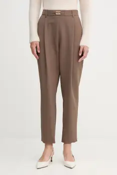 Gaudi pantaloni culoarea maro, fason tigareta, high waist, 521FD25011 imagine