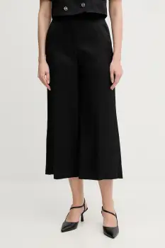 Gaudi pantaloni din amestec de in culoarea negru, drept, high waist, 511FD25009 imagine