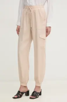 Gaudi pantaloni femei, culoarea bej, high waist, 511BD25010 imagine