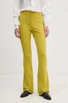 Gaudi pantaloni femei, culoarea galben, evazati, high waist, 421FD24004 imagine