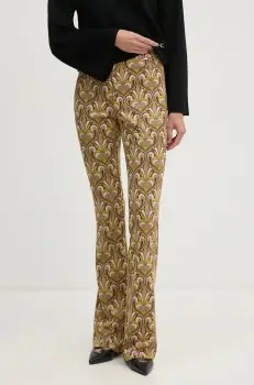 Gaudi pantaloni femei, culoarea maro, evazati, high waist, 421FD24001 imagine