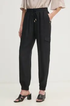 Gaudi pantaloni femei, culoarea negru, high waist, 511BD25010 imagine