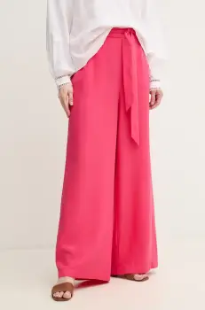 Gaudi pantaloni femei, culoarea roz, lat, high waist, 511BD25011 imagine