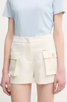 Gaudi pantaloni scurti femei, culoarea bej, neted, high waist, 511FD25023 imagine