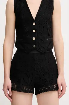 Gaudi pantaloni scurti femei, culoarea negru, cu imprimeu, high waist, 511FD25002 imagine