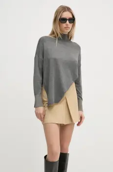 Gaudi pulover femei, culoarea gri, light, cu turtleneck, 421BD53010 imagine