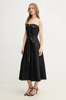 Gaudi rochie din bumbac culoarea negru, midi, evazati, 511FD15017 imagine