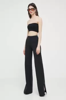 GCDS pantaloni femei, culoarea negru, lat, high waist imagine