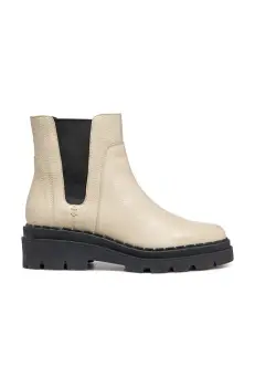 Geox cizme de piele D FELLENY culoarea bej, cu toc plat, D46XEC 046NH C6182 imagine