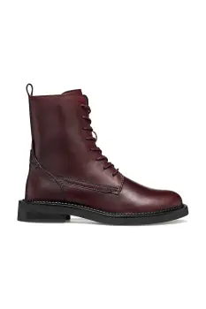 Geox cizme de piele D SERILDA culoarea bordo, cu toc plat, D46WYG 00043 C7011 imagine