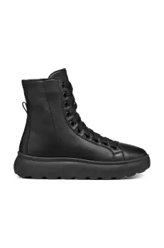 Geox cizme de piele D SPHERICA EC4.1 D femei, culoarea negru, cu toc plat, izolat, D36TCD 00085 C9999 imagine