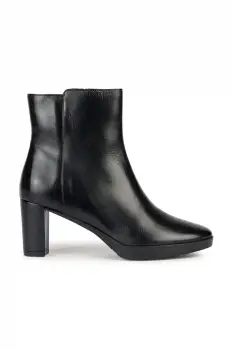 Geox cizme de piele D WALK PLEASURE 60 culoarea negru, cu toc drept, D36TEC 00043 C9999 imagine