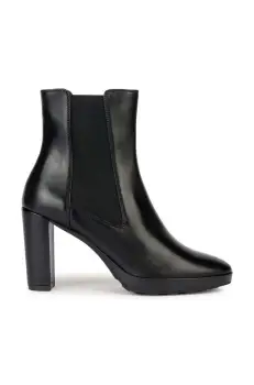 Geox cizme de piele D WALK PLEASURE 85 femei, culoarea negru, cu toc drept, D35TFC 00043 C9999 imagine