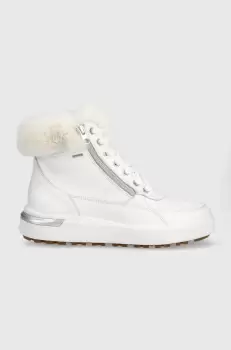 Geox cizme de piele Dalyla B Abx femei, culoarea alb, cu toc plat, izolat imagine