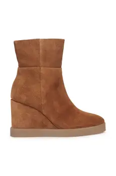 Geox cizme din piele intoarsa D ELIDEA WEDGE femei, culoarea maro, toc pana, D36VQB 00022 CD500 imagine