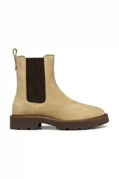 Geox cizme din piele intoarsa D NORIZE culoarea bej, cu toc plat, D564ZD 00022 C5010 imagine