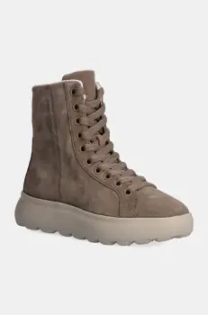 Geox cizme din piele intoarsa D SPHERICA EC4.1 femei, culoarea bej, cu toc plat, izolat, D36TCD 00020 C6029 imagine