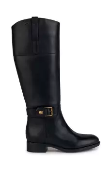 Geox ghete de piele D FELICITY NP ABX A femei, culoarea negru, cu toc plat, D36BLA 00043 C9999 imagine