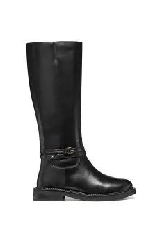 Geox ghete de piele D SERILDA culoarea negru, cu toc plat, D56WYA 00043 C9999 imagine