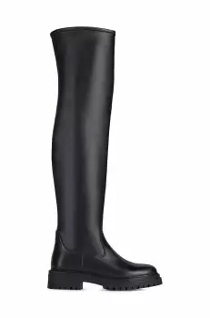 Geox ghete de piele Iridea femei, culoarea negru, cu toc plat imagine