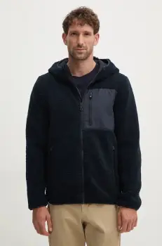 Geox hanorac fleece culoarea albastru marin, cu gluga, neted, M4675H-T3171-F1624 imagine