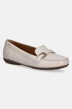 Geox mocasini de piele D ANNYTAH MOC femei, culoarea bej, cu toc plat, D84BMA 00046 C1122 imagine