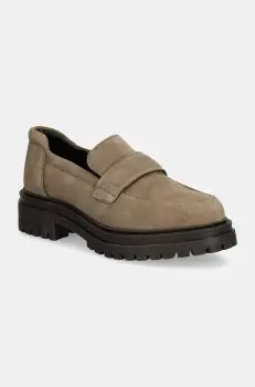 Geox mocasini din piele intoarsa D IRIDEA femei, culoarea bej, cu platforma, D36HRA 00022 C6029 imagine