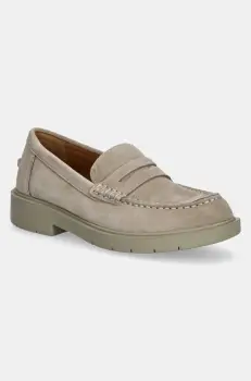 Geox mocasini din piele intoarsa D SPHERICA EC1 femei, culoarea bej, cu toc plat, D25QRA 00022 C5004 imagine