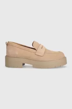 Geox mocasini din piele intoarsa D SPHERICA EC7 femei, culoarea bej, cu platforma, D36VDI 00022 C8191 imagine