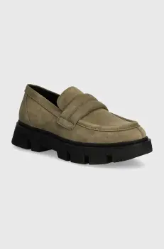 Geox mocasini din piele intoarsa D VILDE femei, culoarea bej, cu toc plat, D46UAC 00022 C3704 imagine