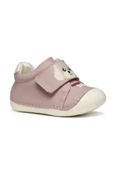 Geox pantofi din piele pentru bebelusi TUTIM culoare roz B3540B.00085 imagine