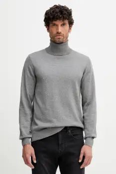 Geox pulover din amestec de casmir culoarea gri, light, cu guler, M5670E T3298 imagine