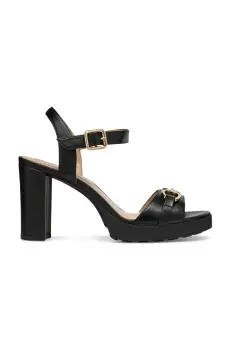 Geox sandale de piele D WALK PLEASURE 85S culoarea negru, D55B6A 000TU C9999 imagine