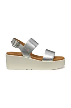 Geox sandale de piele D XAND 2.2S femei, culoarea argintiu, toc pana, D45M1A 000CF C1007 imagine