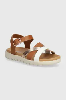 Geox sandale de piele SANDAL SOLEIMA culoarea maro imagine